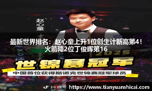 最新世界排名：赵心童上升1位创生计新高第4！火箭降2位丁俊晖第16